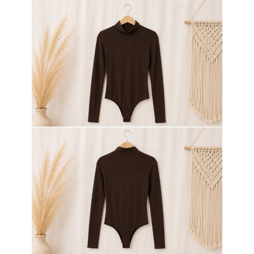 WeWoreWhat Brown Mock Neck Long Sleeve Bodysuit NWT XXL